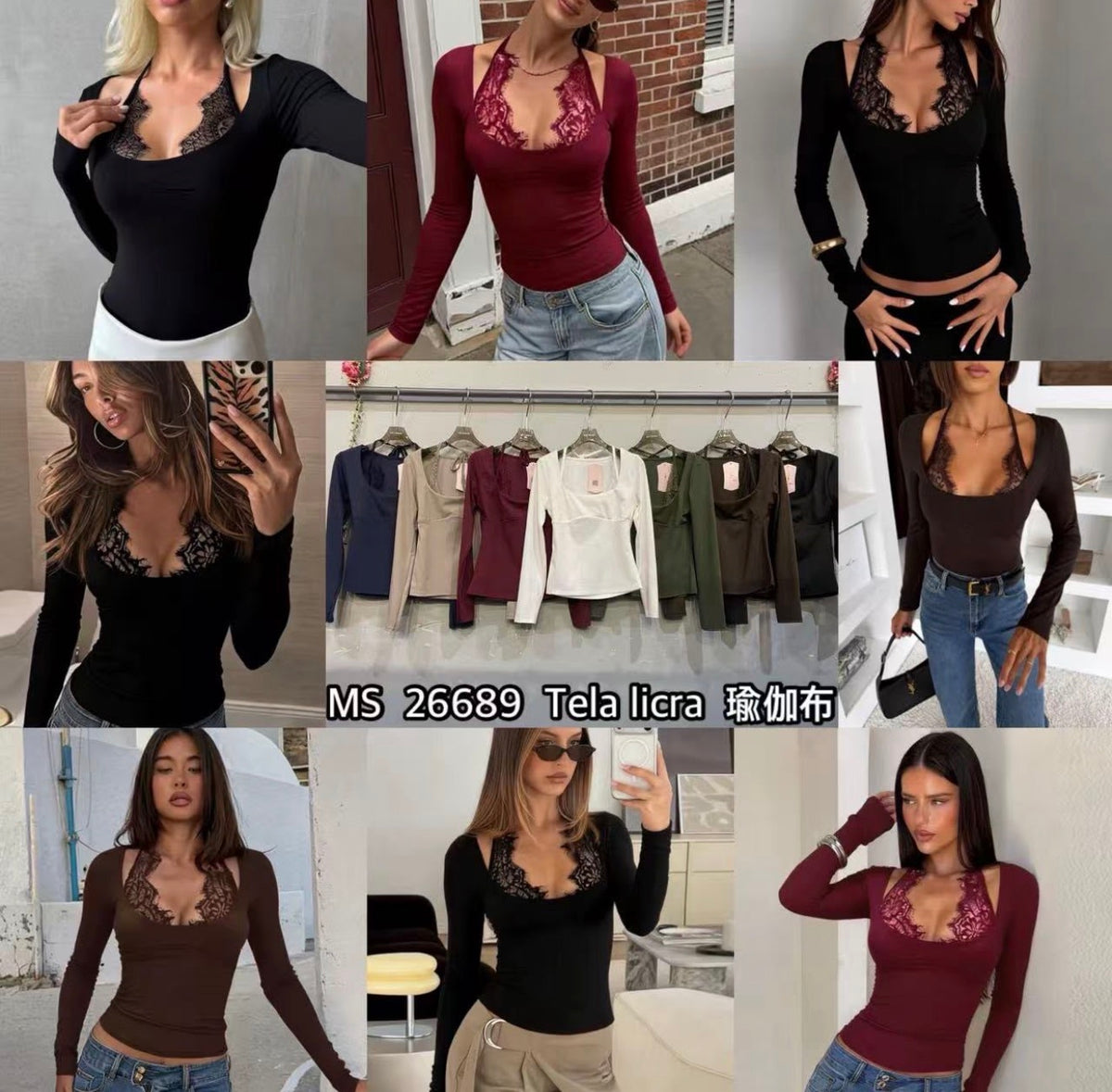 Blusa lycra renda