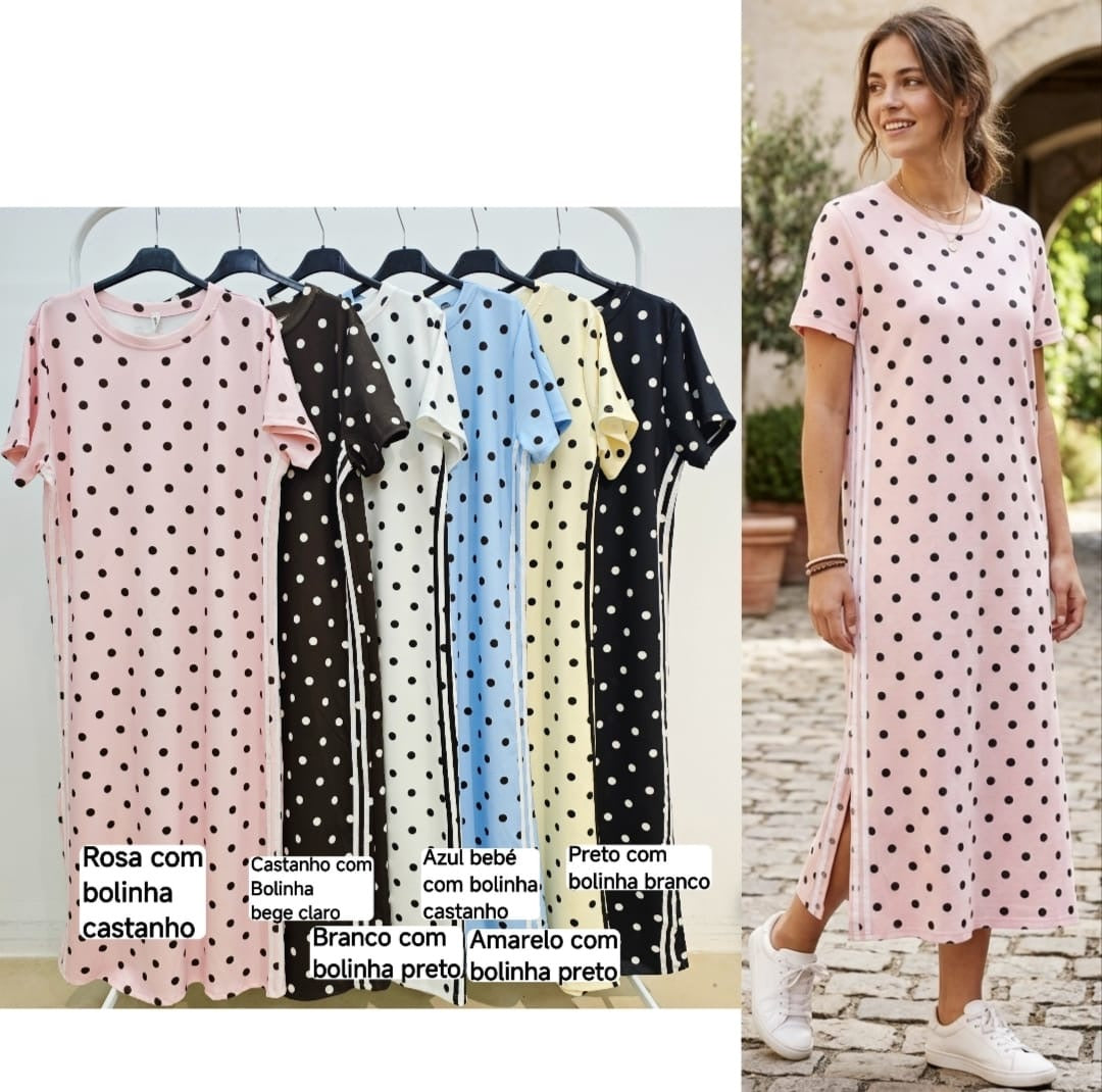 Vestido bolinhas com riscas