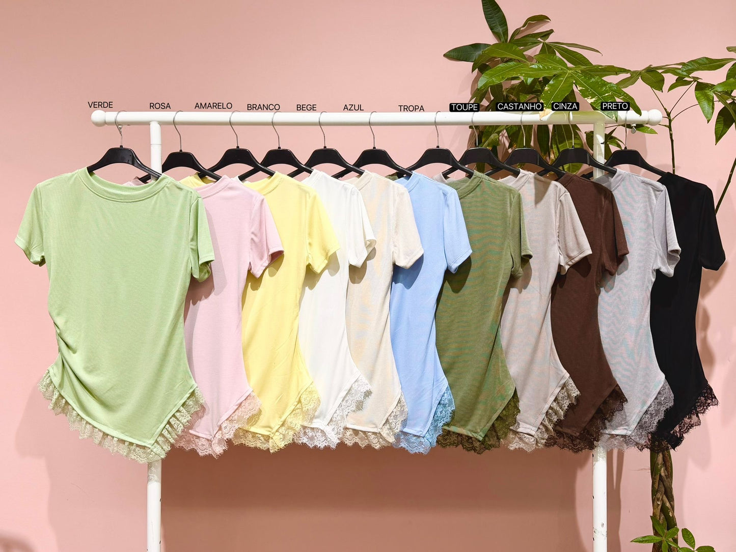 Tshirt renda malha nervura
