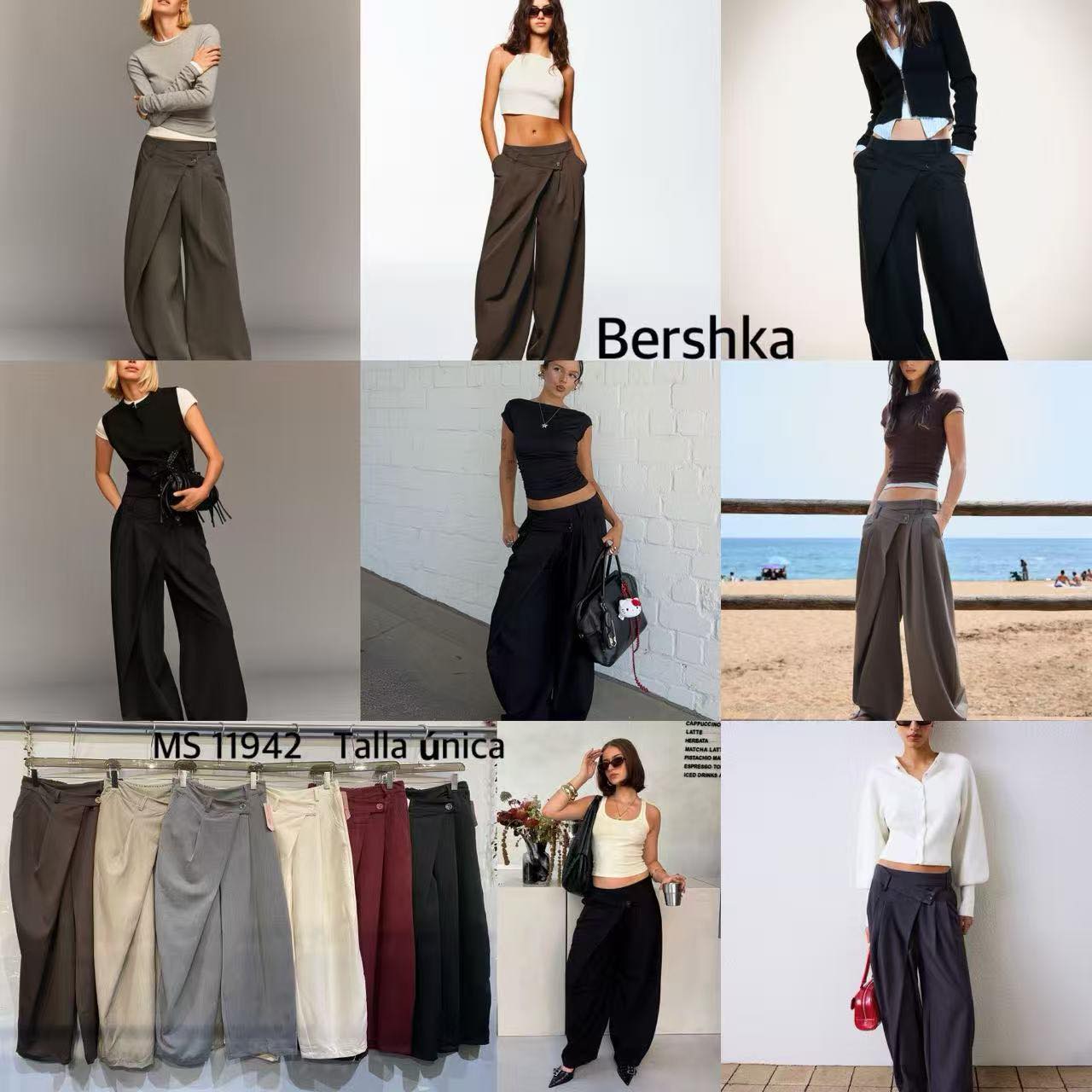 Calças tendência botão cruzado