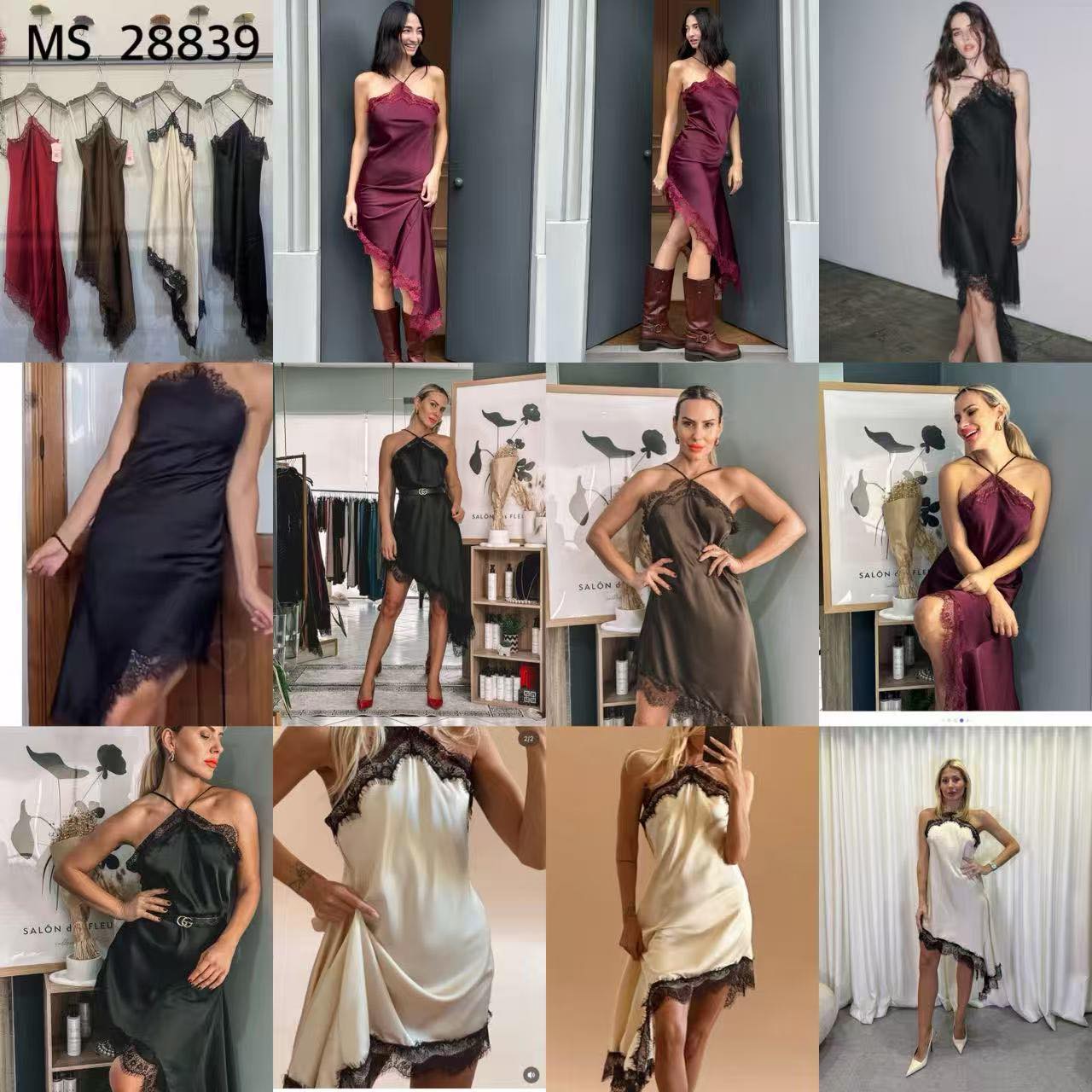 Vestido cetim rendado