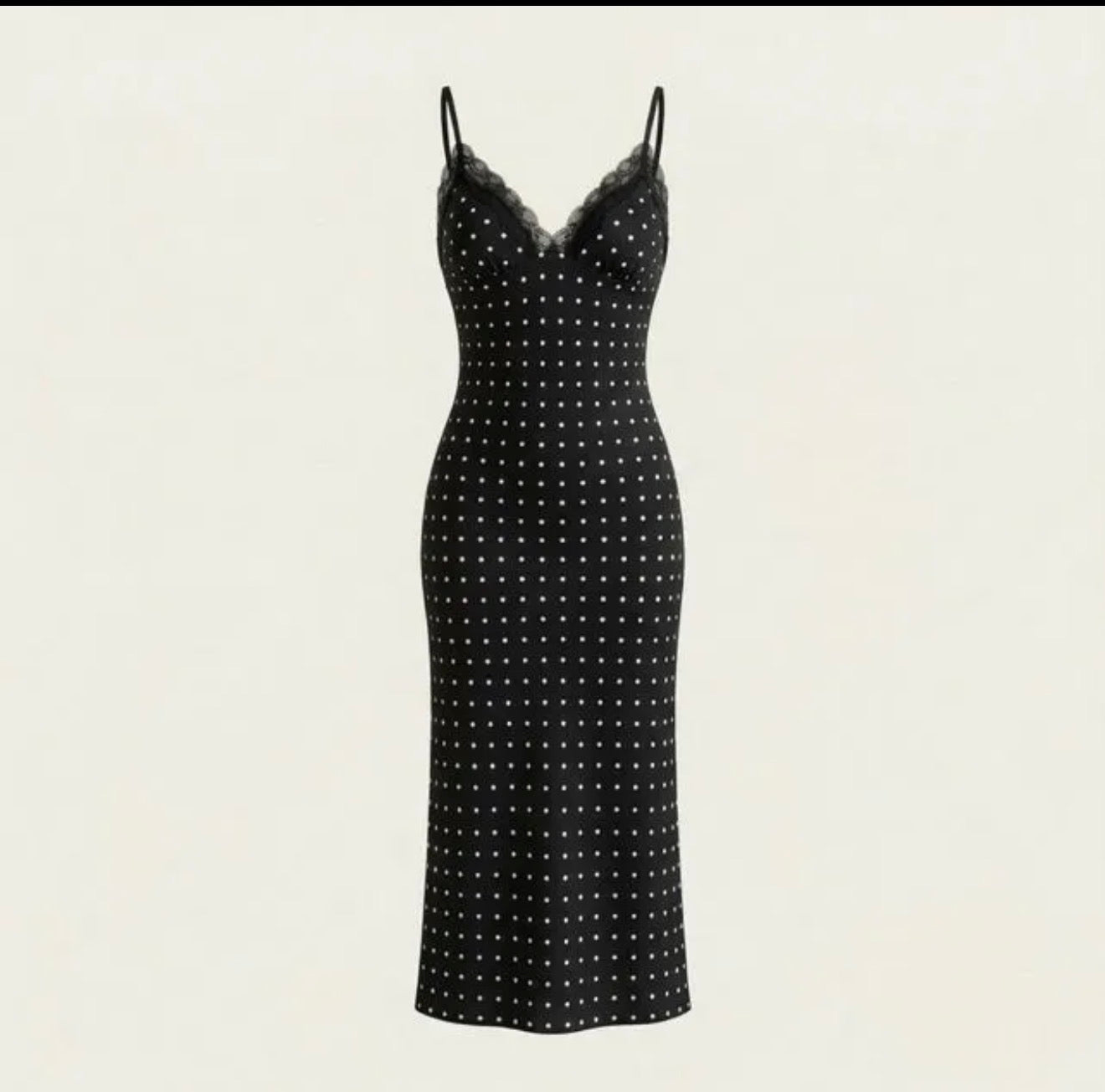 Vestido cetim renda com bolinhas
