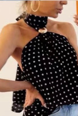 Top detalhe dourado bolinhas