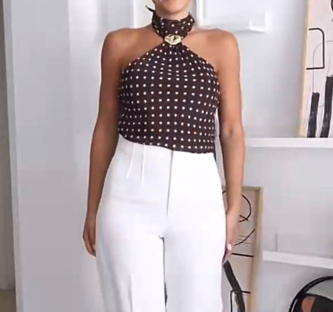 Top detalhe dourado bolinhas