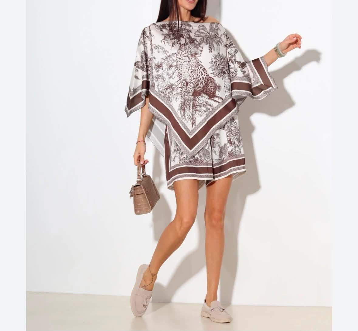 Conjunto cetim animal print