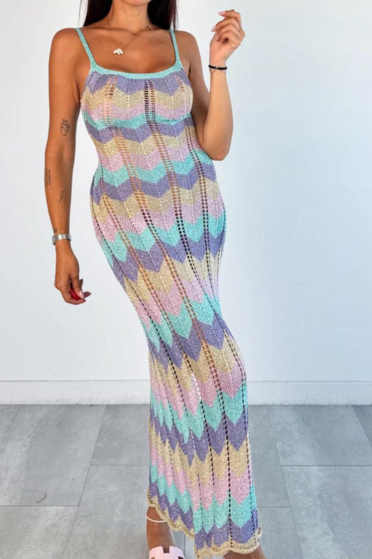 Vestido crochet multicores