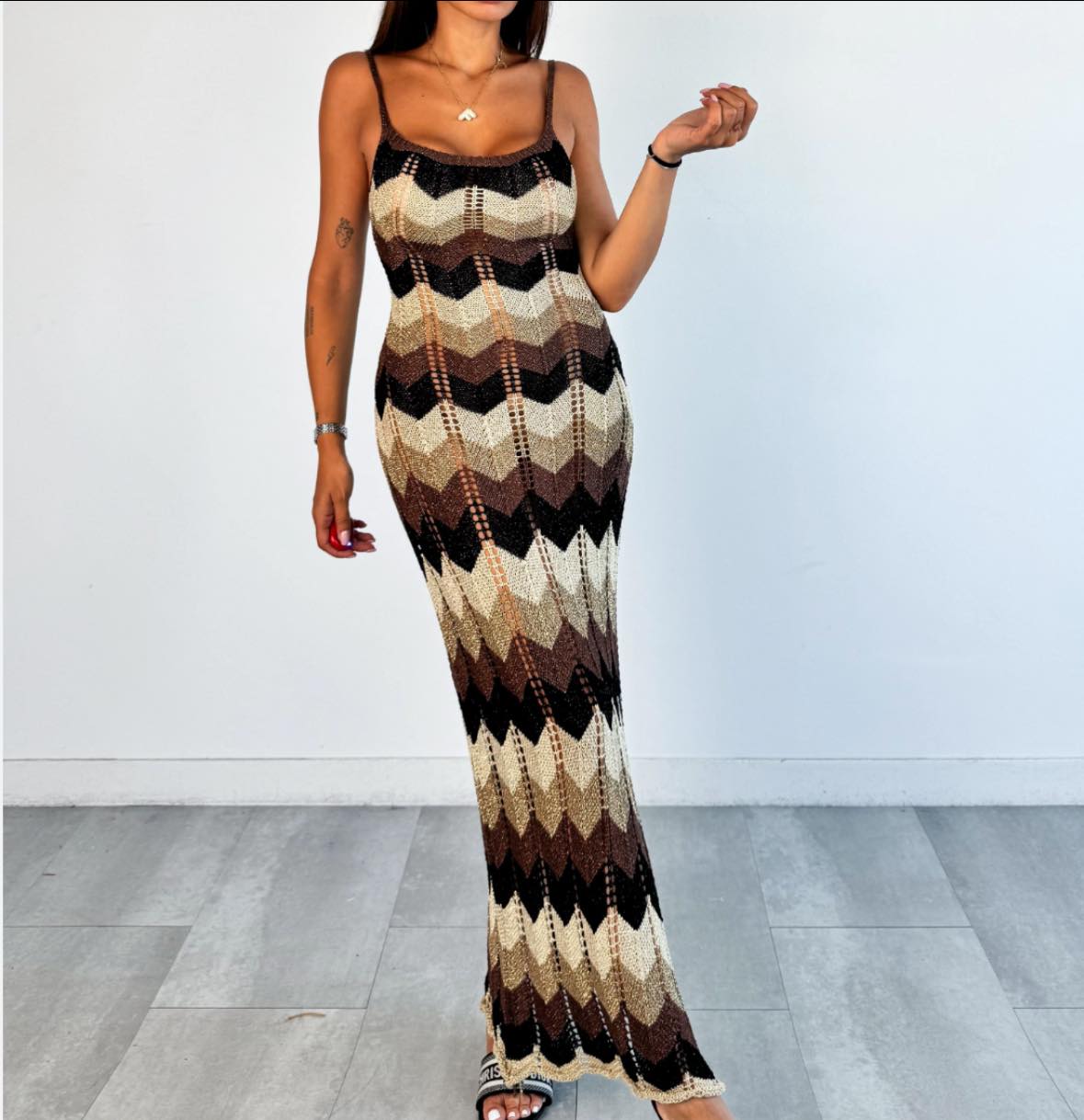 Vestido crochet multicores