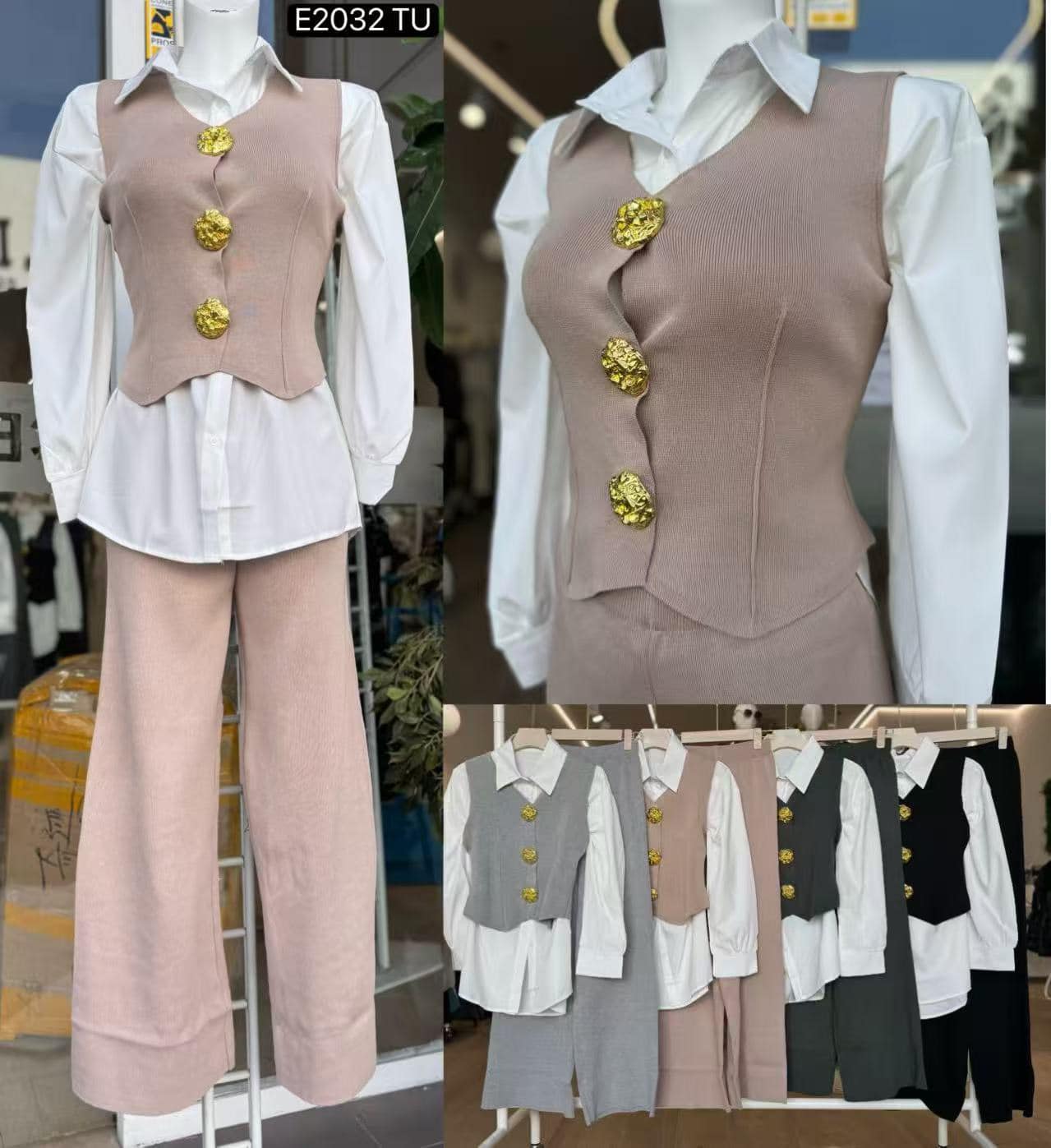 Conjunto corpete+ calça+camisa