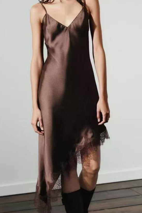 Túnica vestido cetim com renda