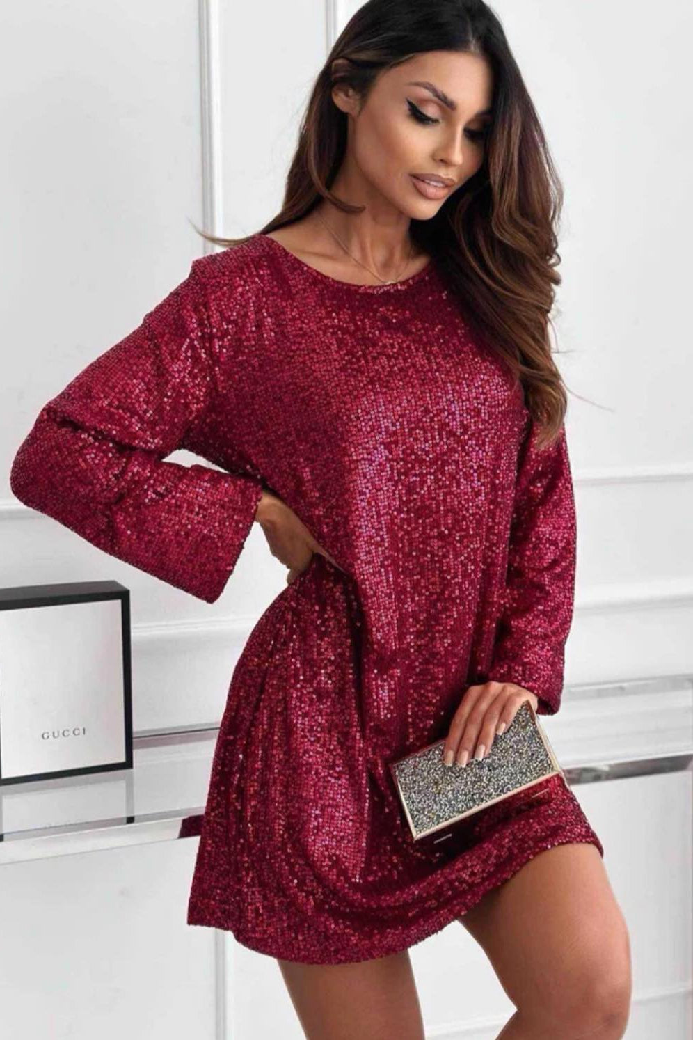 Vestido lantejoulas com laço