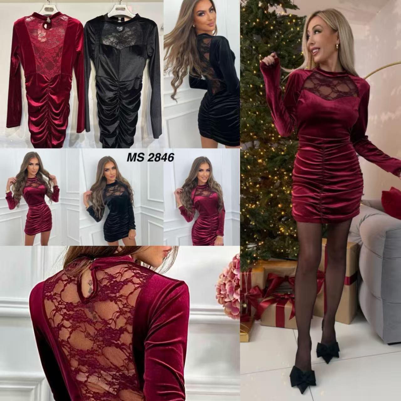 Vestido veludo rendado