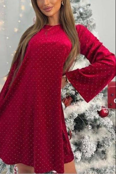 Vestido Veludo com laço e brilhos
