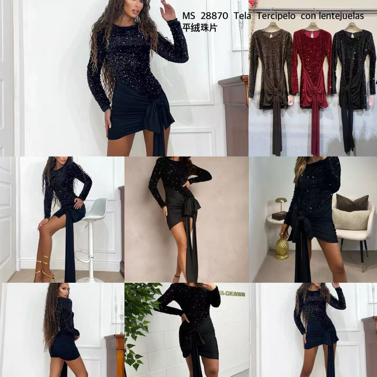 Vestido acetinado com brilhos laço