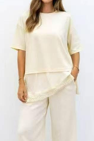 Conjunto renda viral manga curta