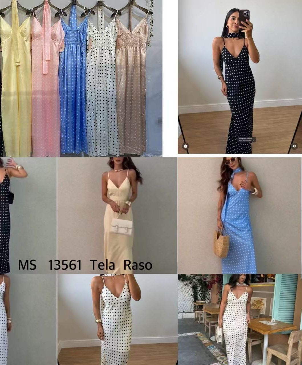 Vestido cetim bolinhas