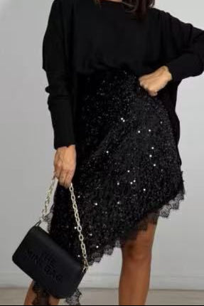 Saia acetinada brihantes com renda