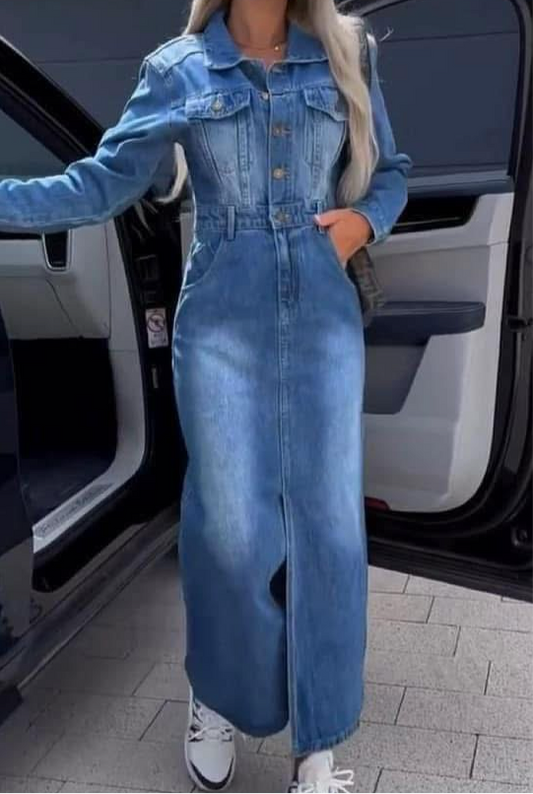 Vestido de ganga comprido