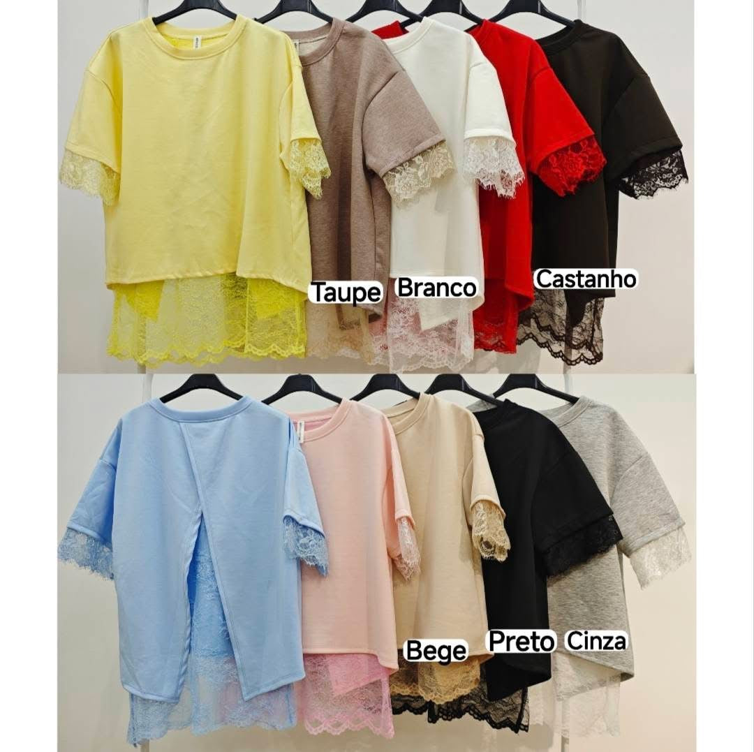 Tshirt renda aberta atrás