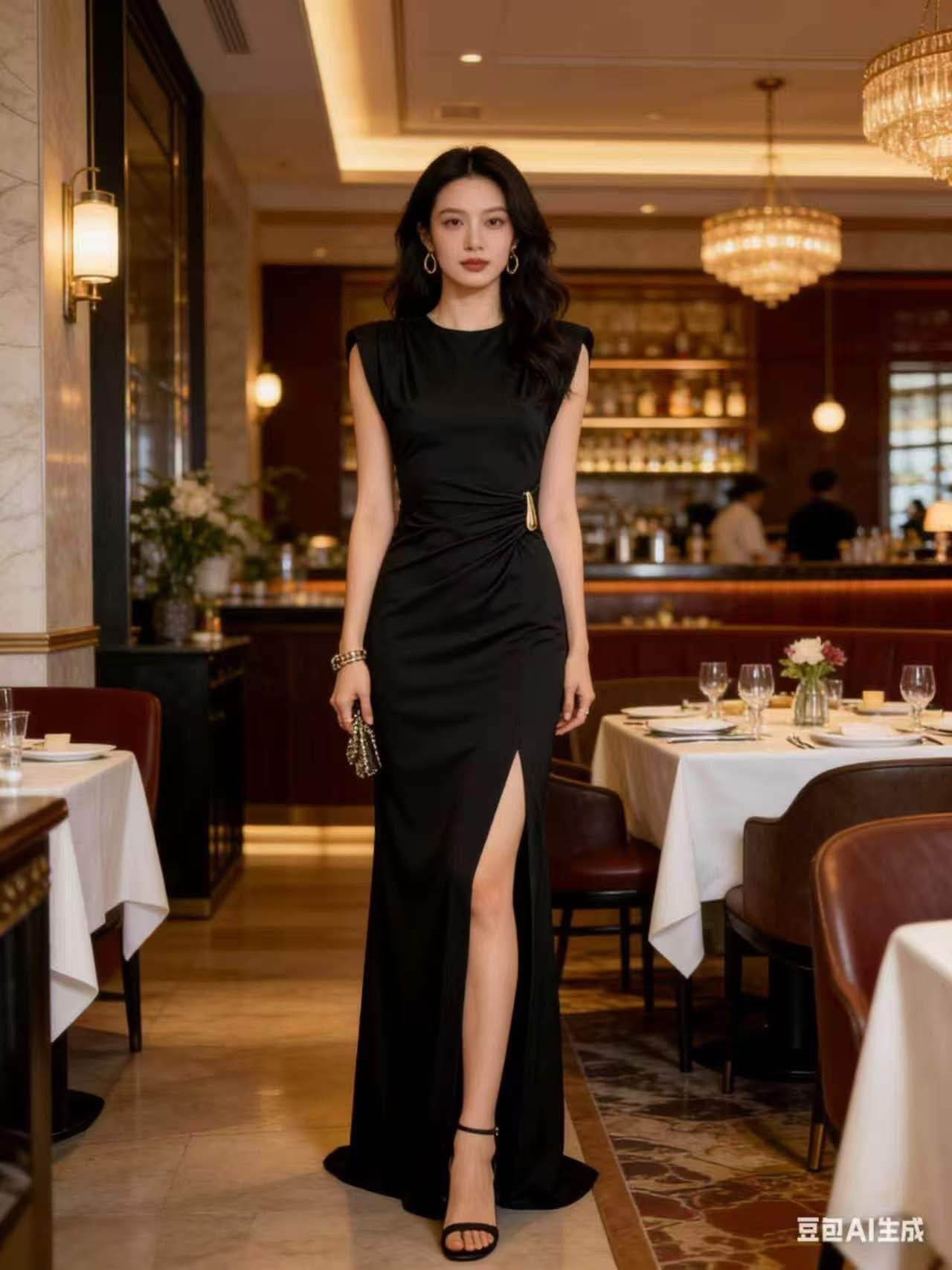 Vestido detalhe dourado