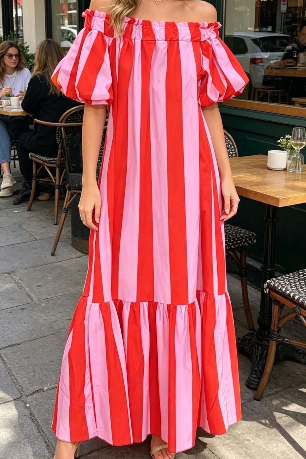 Vestido popelin riscas
