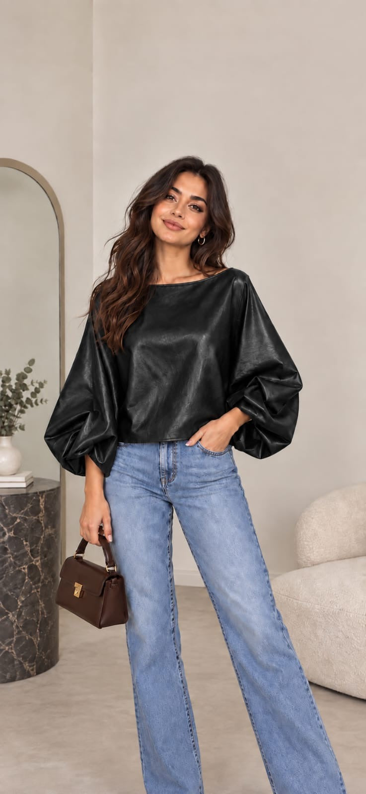 Blusa Napa manga arregaçada